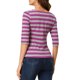 thumbnail image 3 of INSPIRE CHIC Camisetas a Rayas de Regreso a Clases para Mujer Ajuste Ceñido Mangas al Codo Cuello de Barco T-Shirt S Rojo Rosado, 3 of 6