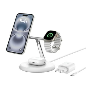 Belkin - Base De Carga 3 En 1 Boostcharge Qi2 15W Blanca