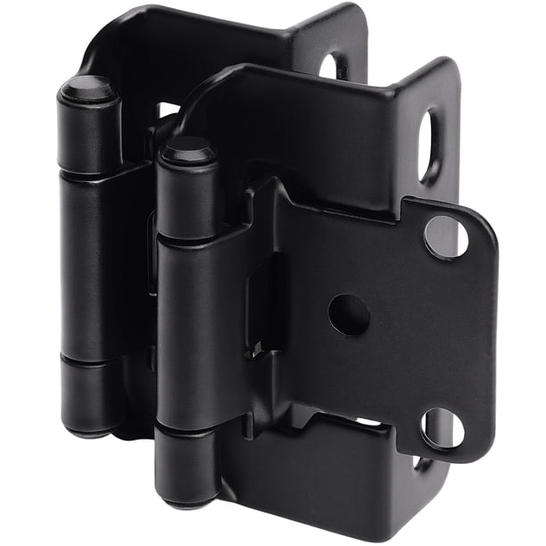 Bisagras para gabinete DecoBasics superposición de 1/2" negras con cierre automático