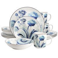 Juego De Vajilla Elama Peony Garden De Porcelana De 16 Piezas
