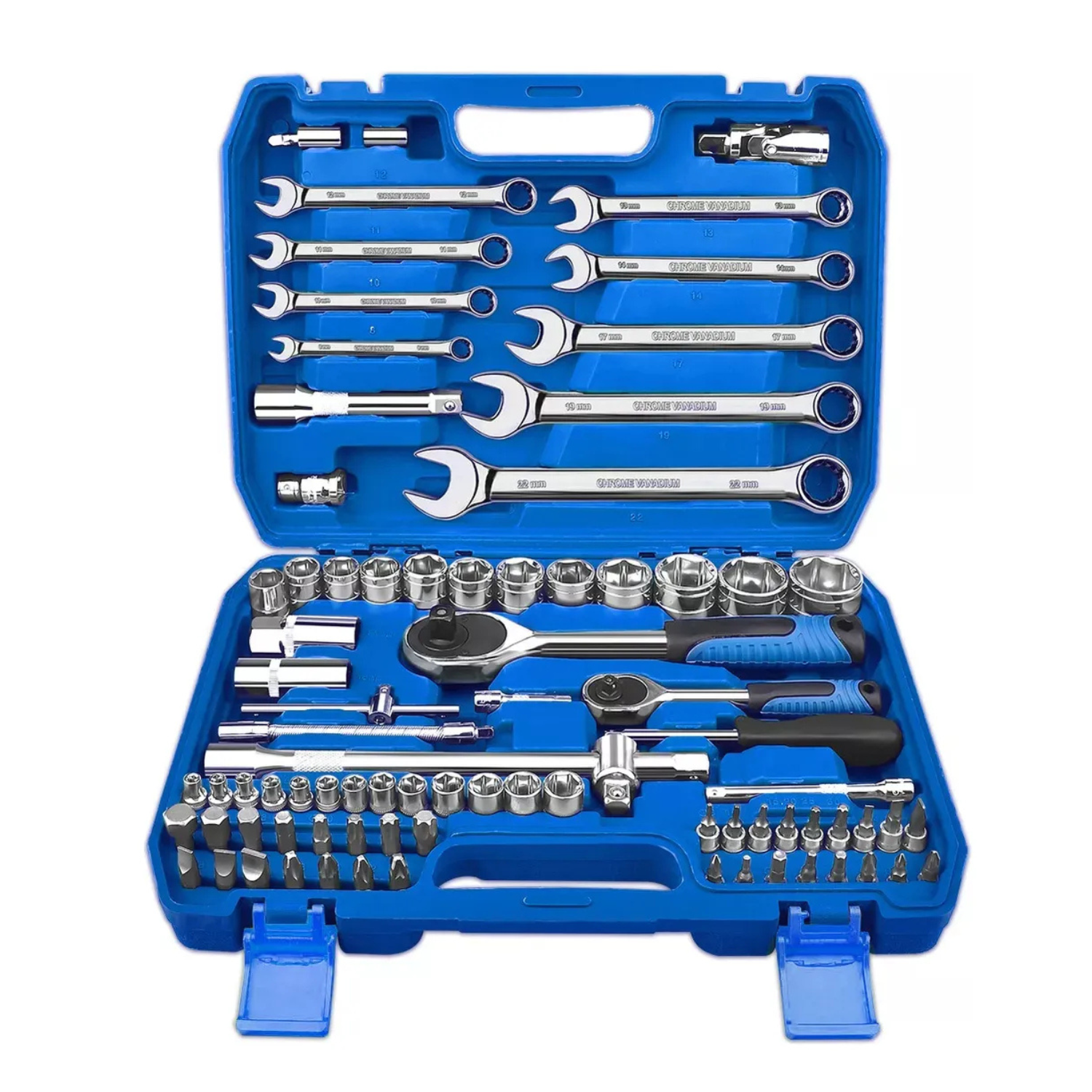 Genérico - Set De Herramientas Combinadas De 82 Pzs Calidad Profesional Azul Acero