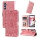 thumbnail image 2 of Funda tipo cartera FOXDOCK para Samsung Galaxy M34 5G , diseño girasol en relieve, cuero PU, cierre magnético, soporte y tarjetero, 2 of 5