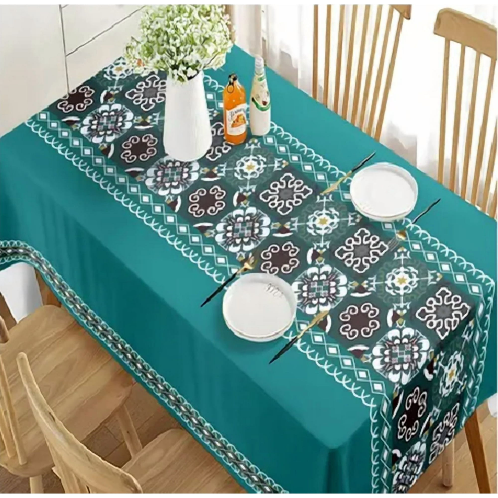 Genérico - Mantel Antimanchas Rectangular 140x220 Petróleo