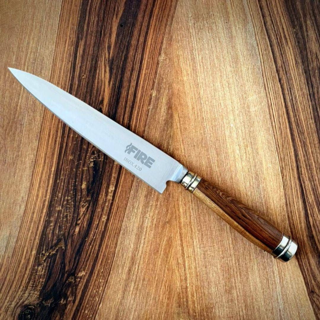 Entreparrilleros.cl - Cuchillo Acero Inoxidable Mango Madera 14cm