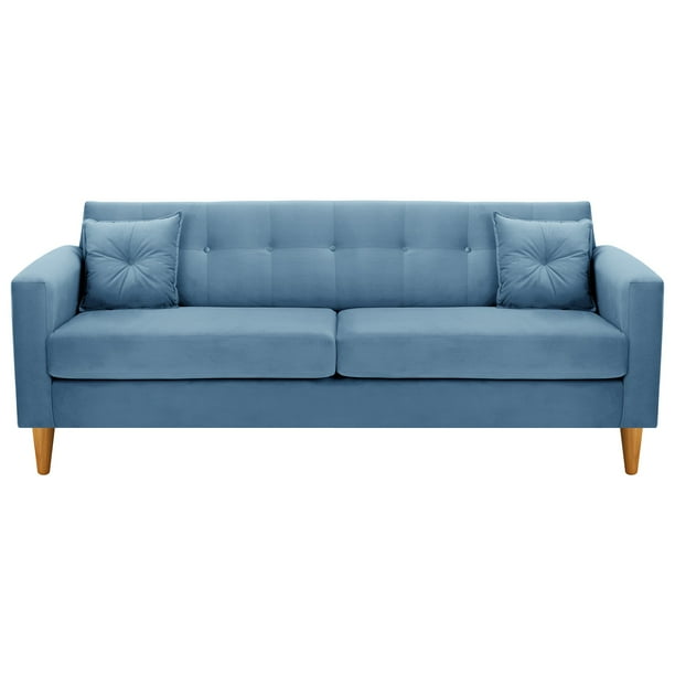 Sofa New Retro 3CG Felpa 04 Azul Petroleo
