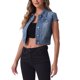 thumbnail image 4 of INSPIRE CHIC Chaqueta de Mezclilla Recortada con Botones y Mangas Cortas para Mujer, Azul Jean M, 4 of 6