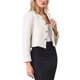thumbnail image 4 of Chaqueta Blazer de Tweed Recortada sin Cuello con Botones al Frente a Cuadros para Mujer INSPIRE CHIC L Beige Blanco, 4 of 5