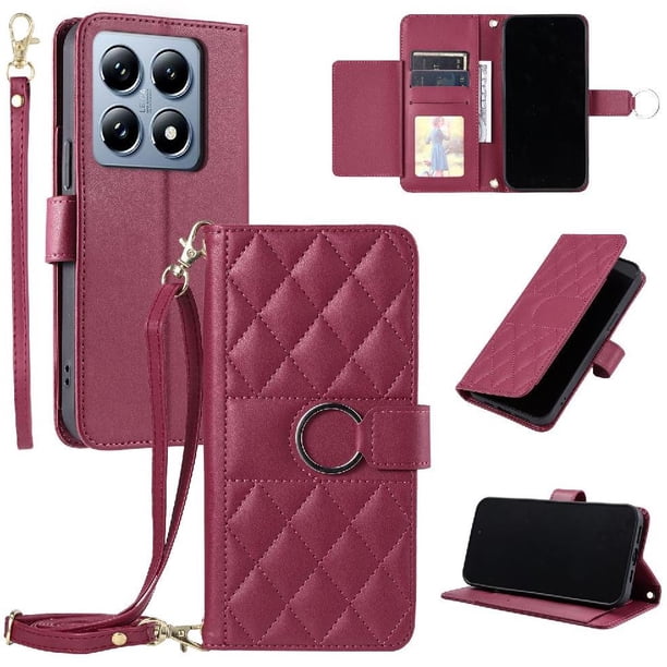 Funda tipo billetera FOXDOCK para Xiaomi 14T – Tapa abatible con correa para mujer