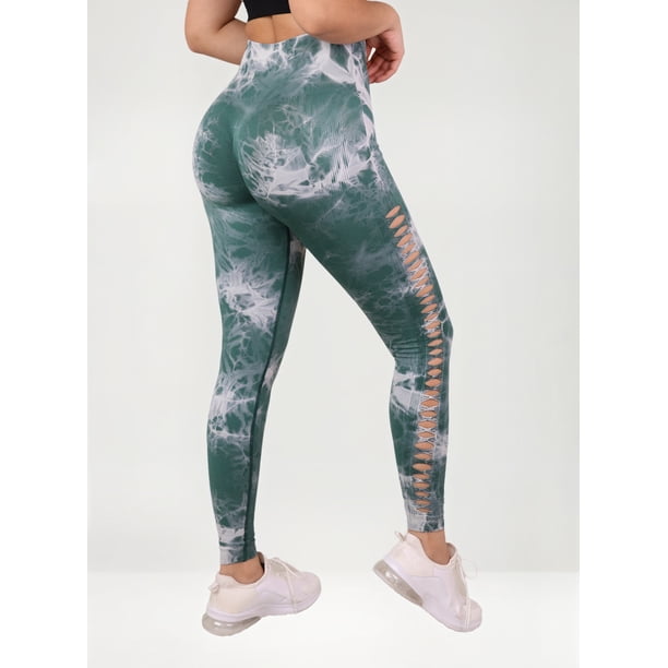 Leggings Tie Dye Mujer Push Up con Abertura Escalonada