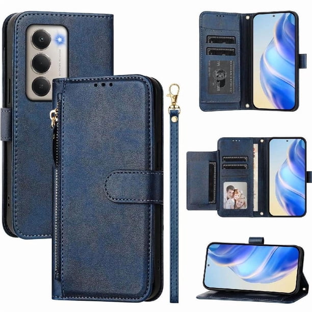 FOXDOCK Funda Tipo Cartera para Xiaomi Redmi A4 Cuero PU con Cremallera y Correa de Muñeca, Ranuras para Tarjetas, Soporte Plegable, Cierre Magnético