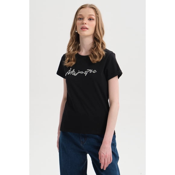 Polera Mujer Gráfica Roll Up Negro