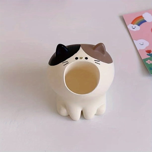 Cute Japanese Cat Pen Holder - Perfect Desktop Decoration for Office, Students & Makeup Lovers!