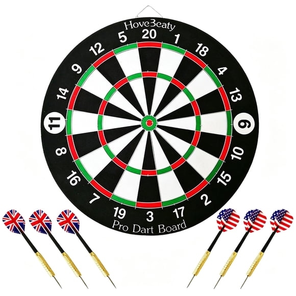 Tablero de dardos HoveBeaty 46 cm 6 dardos de punta de acero