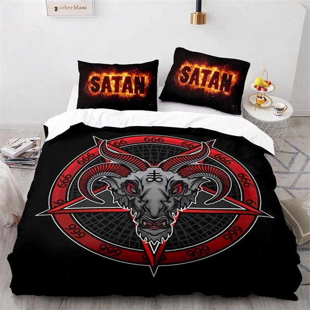Cover Set Bedding Set Satanic Goat Head For Kids Special Gift3-Piece Bedding Set (1 Duvet Cover + 2 Pillow Shams)