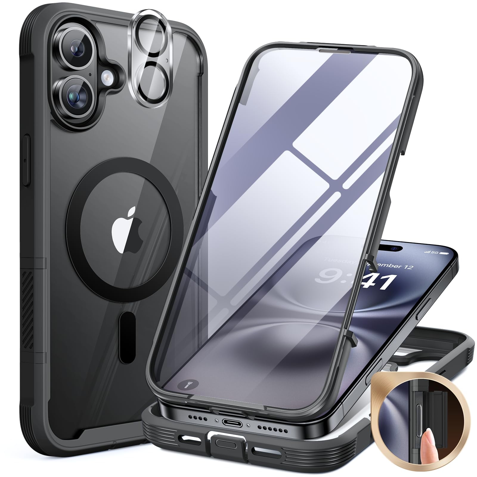 Funda Magnética Miracase Para Iphone 16 Plus Con Pantalla