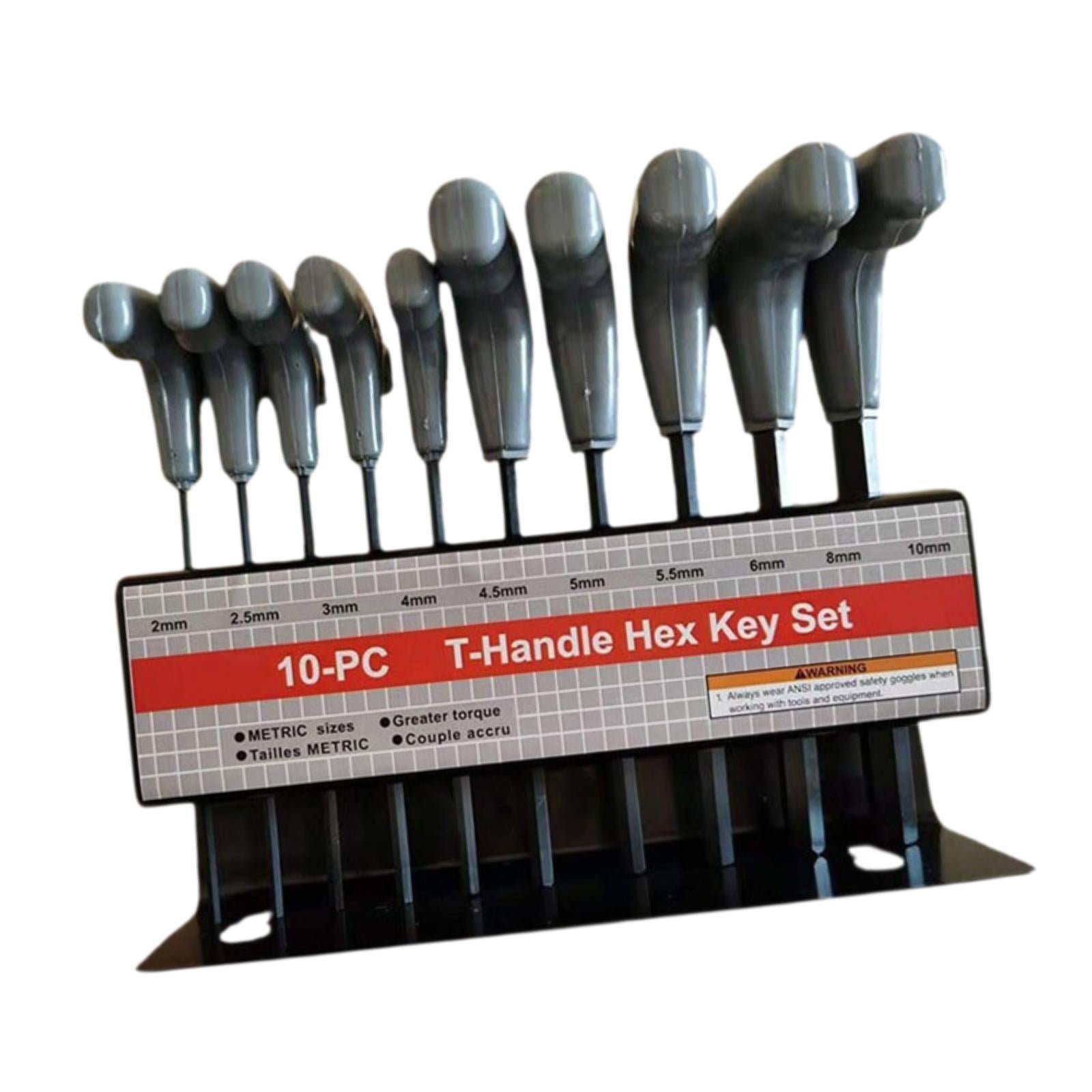 Ioensy - Juego De Llaves Allen Con Mango En T Genérico, 10 Uds., Juego De Llaves Hexagonales Métricas