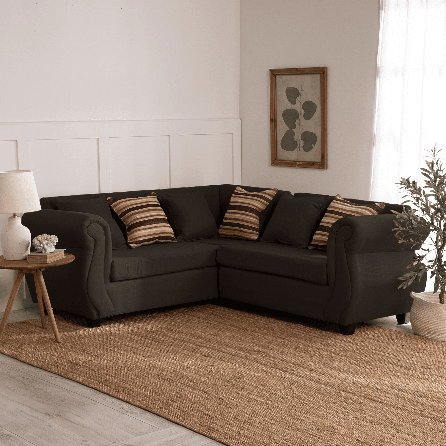 Deco Outlet - Seccional New Milan 3.2 Tela Chocolate