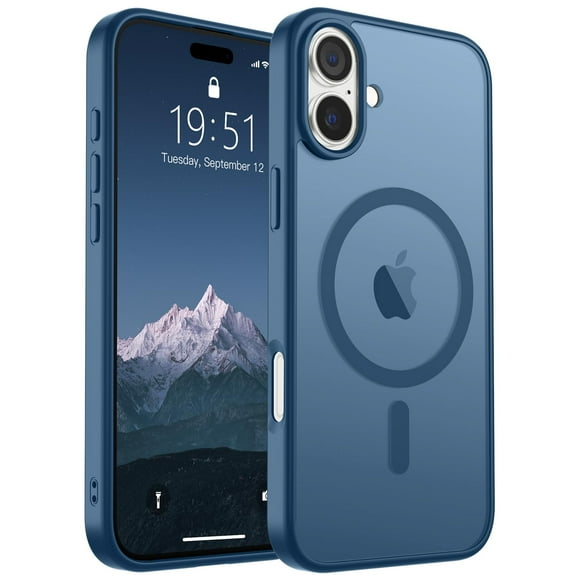 Funda magnética SUPFINE para iPhone 16 Plus, color azul oscuro