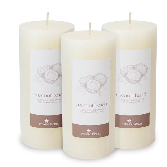 Vela Estrella Blanca 7 cm Coco – Pack de 3