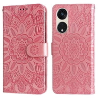 Funda Tipo Cartera Foxdock Para Oppo Reno 8T 5G , Diseño Girasol En Relieve, Cuero Pu, Cierre Magnético, Soporte Y Tarjetero