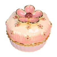 Magideal - Joyero Esmaltado Con Bisagras, Caja Para Guardar Baratijas, Joyero Con Forma De Pastel Para Manualidades, Decoración Del Hogar, Escritorio, Interior Y Rosa