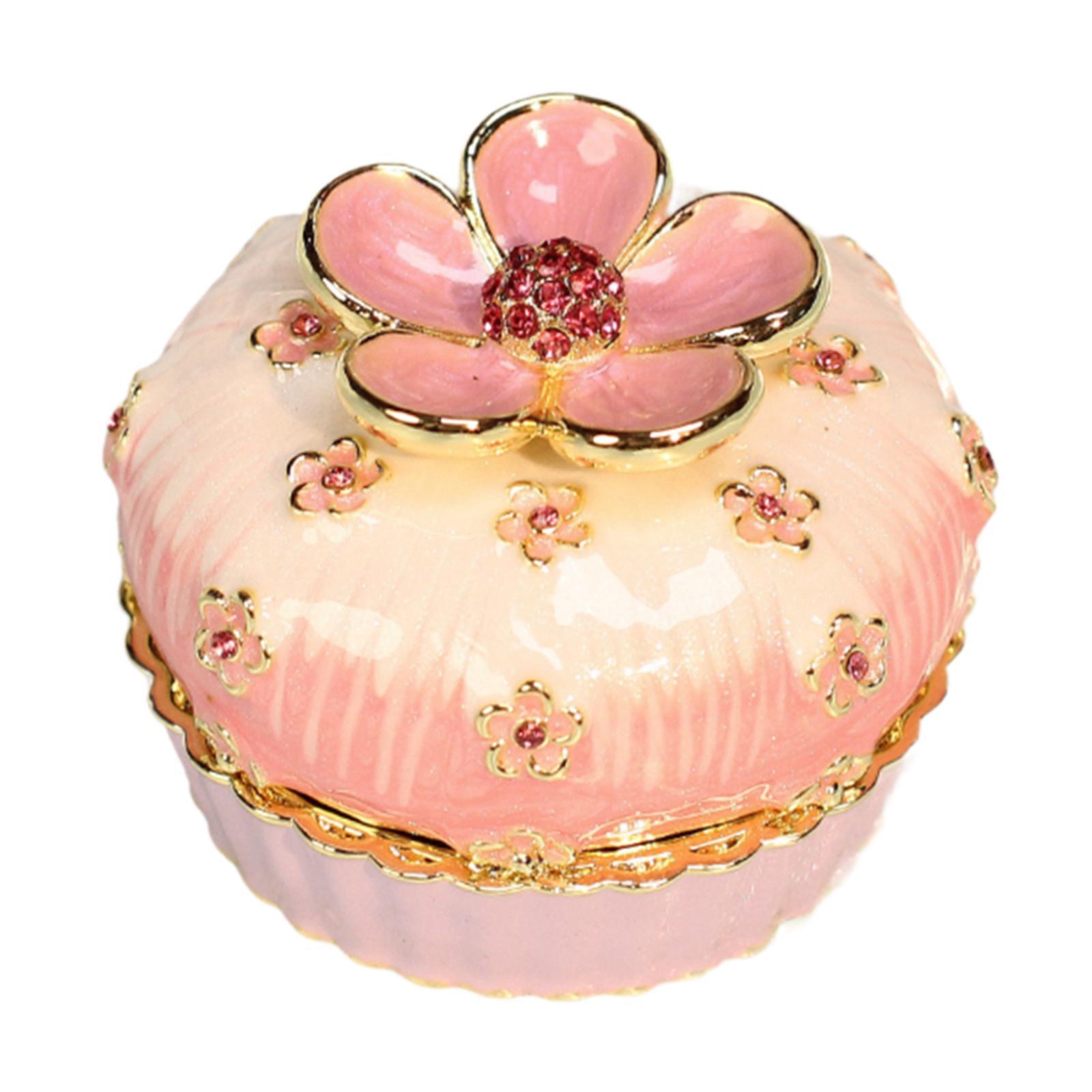 Magideal - Joyero Esmaltado Con Bisagras, Caja Para Guardar Baratijas, Joyero Con Forma De Pastel Para Manualidades, Decoración Del Hogar, Escritorio, Interior Y Rosa