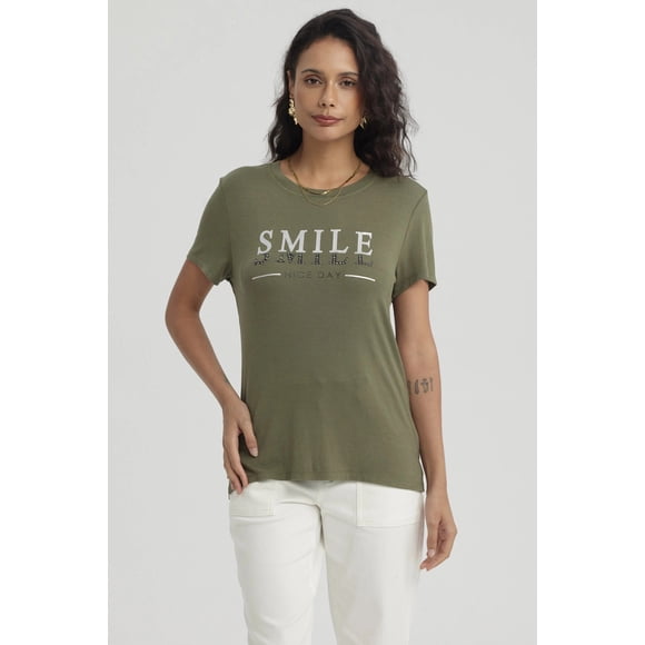 Polera Mujer Print Verde Musgo
