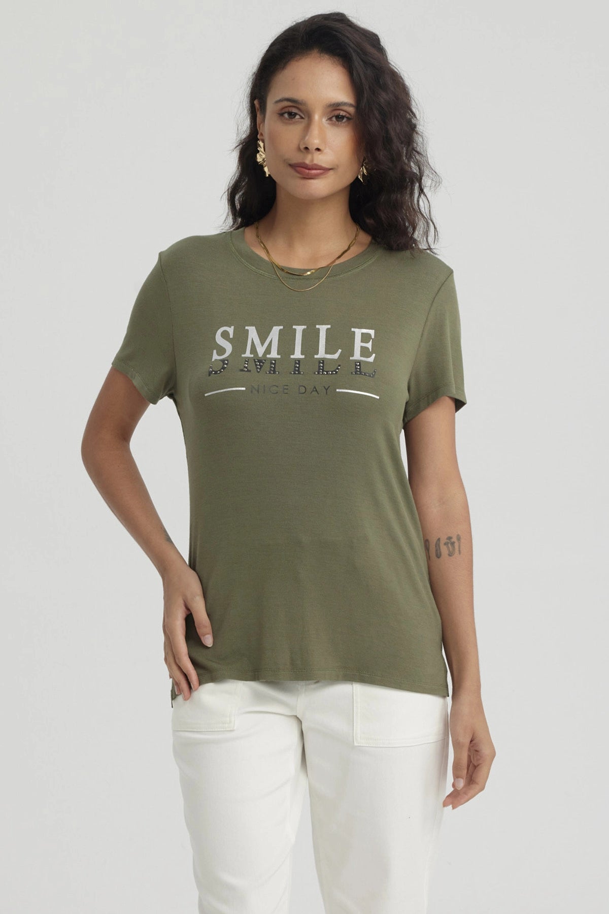 Fashionspark - Polera Mujer Print Verde Musgo