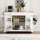 thumbnail image 2 of K&K Fluted Kitchen Island with Trash Can Storage Cabinet, Power Outlet, Internal Storage Rack, Rolling Kitchen Islands on 5 Wheels with 3 Drawer, 3 Open Side Racks for 10 Gallon Garbage Bin, White, 2 of 3