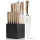 thumbnail image 1 of Juego de cuchillos Kangdelun de 14 piezas, acero inoxidable, bloque de madera, 1 of 9