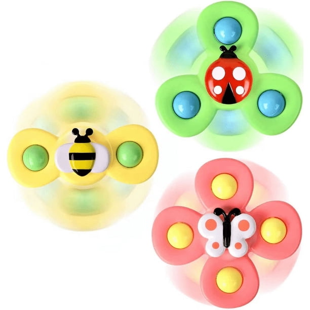 3Pcs/Set Baby Bath Toys Funny Bathing Sucker Spinner Suction Cup Cartoon Rattles Fidget Educational Toys For Children Boys Gift