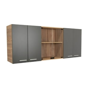 Fm Furniture - Mueble Superior De Cocina 6 Puertas 150X60X31,5 Cm Café Y Gris