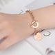 thumbnail image 4 of Pulsera de eslabones grabados de acero inoxidable con hebilla OT para mujeres y niñas, 4 of 7