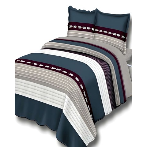 Genérico - Quilt De Verano 2 Plazas Diseño Rayas Gris