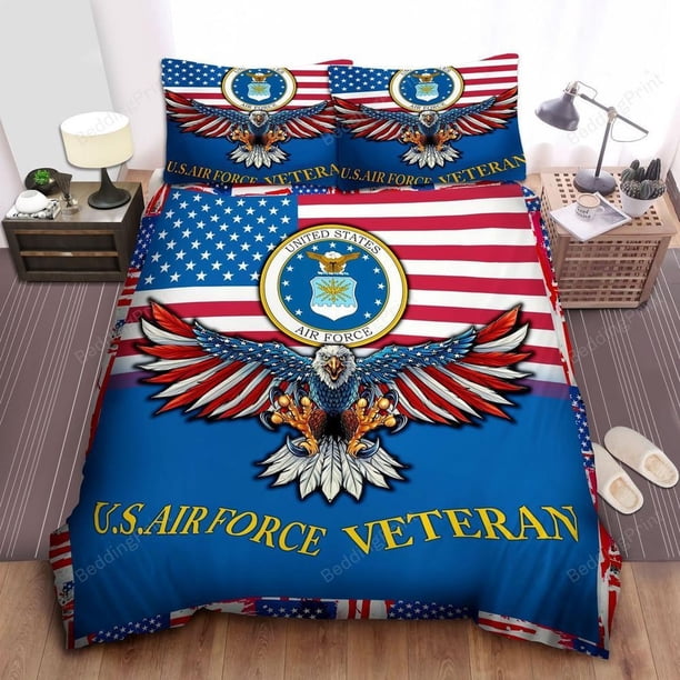 U.S. Air Force Veteran Quilt Duvet Cover Set Bed Linen Bedspread Bedding3-Piece Bedding Set