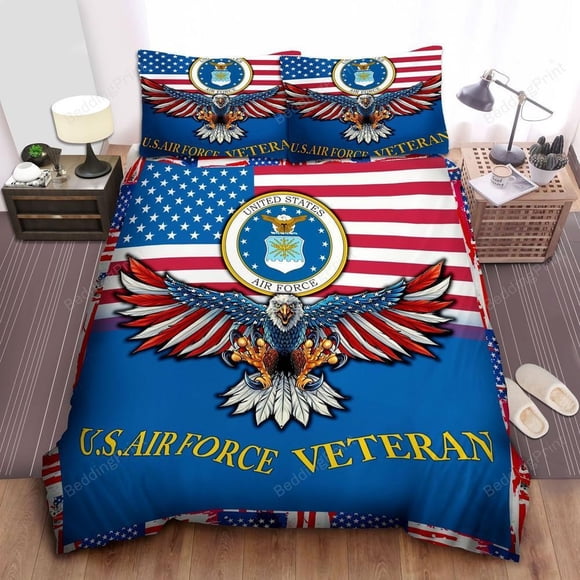 U.S. Air Force Veteran Quilt Duvet Cover Set Bed Linen Bedspread Bedding3-Piece Bedding Set
