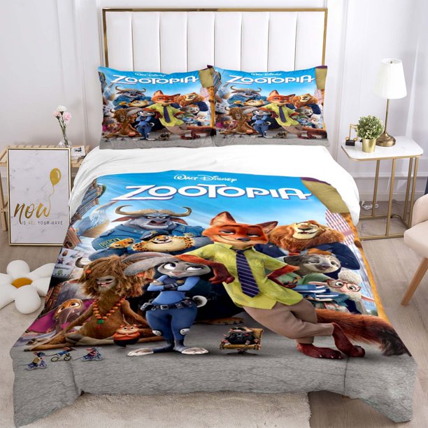 Zootopia pattern Quilt Cover Pillowcase Bedding Three Piece Set Multi Size Comforter Set Duvet Cover Bedding Sets Bed Sheets