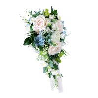 Magideal - Boda Romántica Novia Ramo De Mano Flores Rosas 50X25 Cm Flores Artificiales Para El Día De San Valentín Despedida De Soltera Festival
