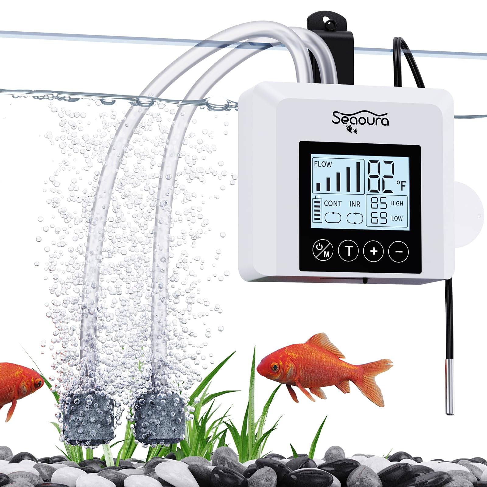 Aireador De Pecera Recargable Por Usb Con Termómetro