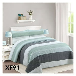 Genérico - Cubrecama Quilt Verano 1.5 Plazas - Verde Matiz Xf91