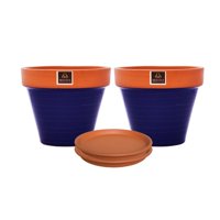 Mestiza - Set De 2 Maceta Kony 24Cm Terra Cobalto Y Sus Platos