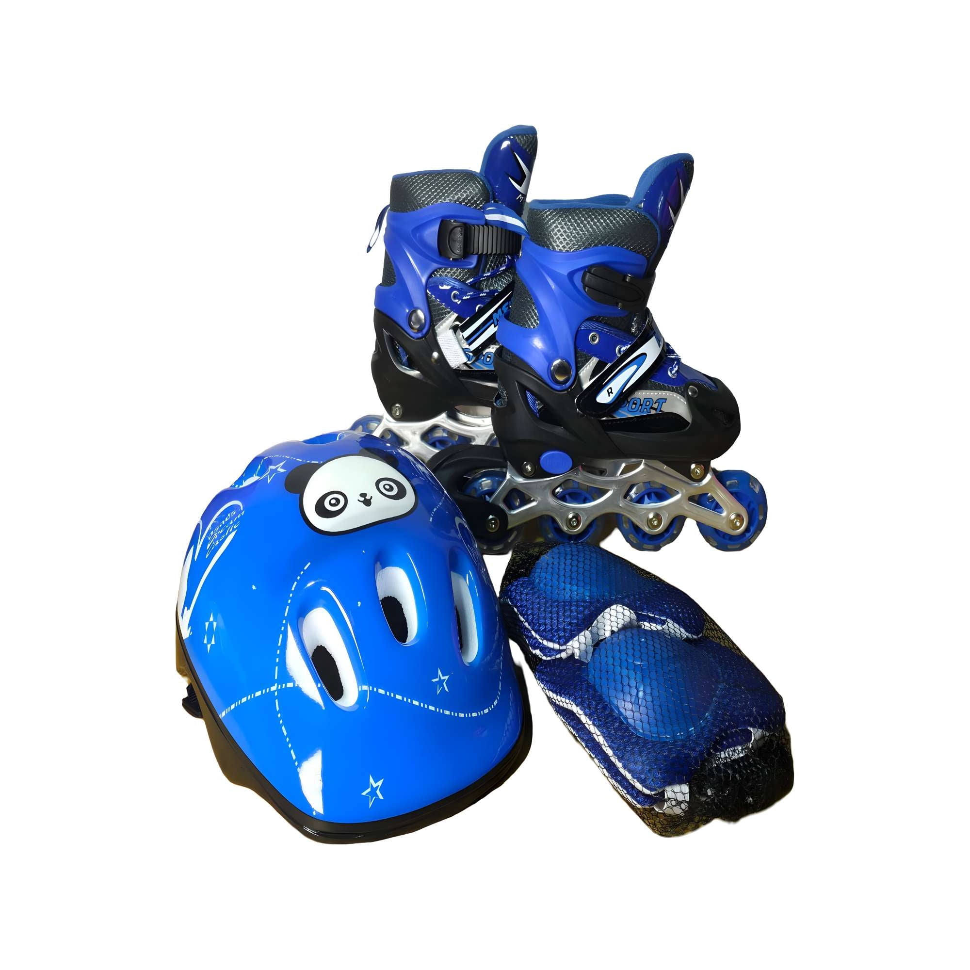 Genérico - Patin Lineal Con Luces Y Kit Talla M 35 38 Azul Oscuro