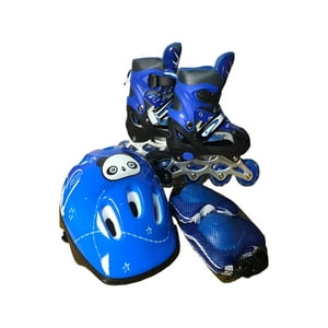 Genérico - Patin Lineal Con Luces Mas Kit Talla S 31 34 Azul Oscuro