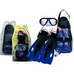 Mascara+snorkel+aleta+bolso Junior Talla Ajustable L-xl Azul