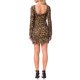 thumbnail image 3 of Vestido de Mujer INSPIRE CHIC Estampado de Leopardo con Malla Transparente Manga Larga Acampanada Mini Vestido S Marrón, 3 of 6
