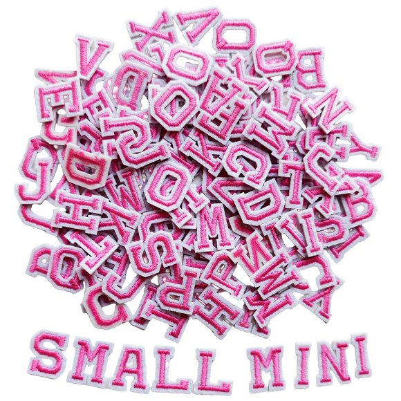 Parches de Letras Zlettery 1,8 cm Rosa 130 piezas A‑Z