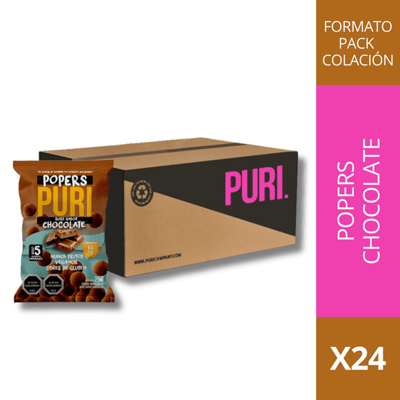 Pack Colaciones Puri Popers Chocolate 25g. / Caja 24 un