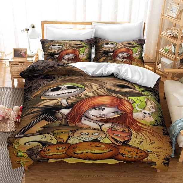 Felu Bedding Duvet Cover Set of Kids The Nightmare Before Christmas Pattern Comforter Cover Set