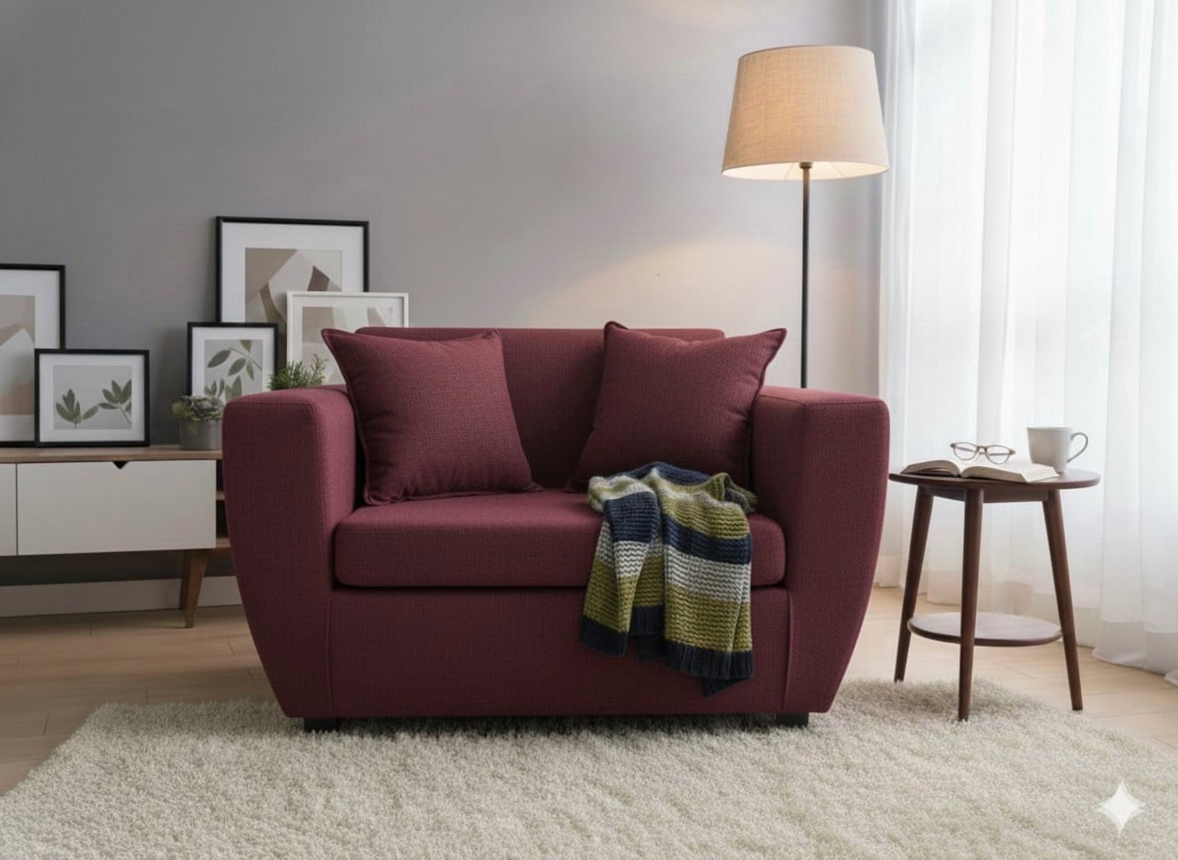 Deco Outlet - Sofa Kansas 2C Tela Burdeo