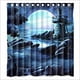 thumbnail image 1 of Cortina de ducha de baño con diseño de faro nocturno de dibujos animados, juego de cortinas con ganchos, tamaño 66 x 72 pulgadas, 1 of 3